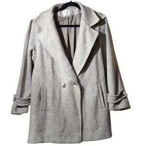 Spencer Douglas Vintage 80s Gray/Cream Tweed Wool Blend Car Coat Womens Sz 12